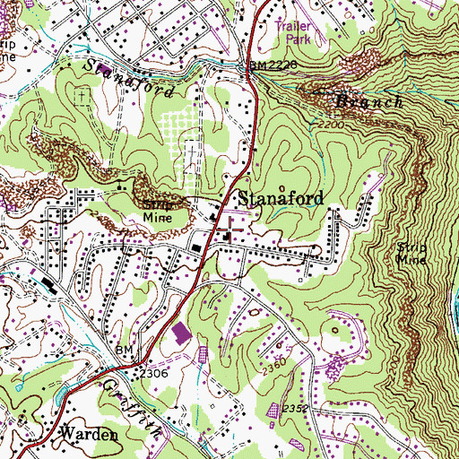 Topographic Map of Stanaford Missionary Baptist Church, WV