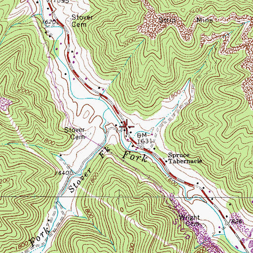 Topographic Map of Stover School (historical), WV