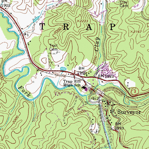 Topographic Map of Surveyor Post Office, WV