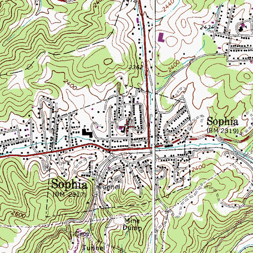 Topographic Map of Sophia Junior High School (historical), WV