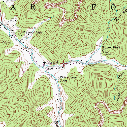 Topographic Map of Toney Fork School (historical), WV