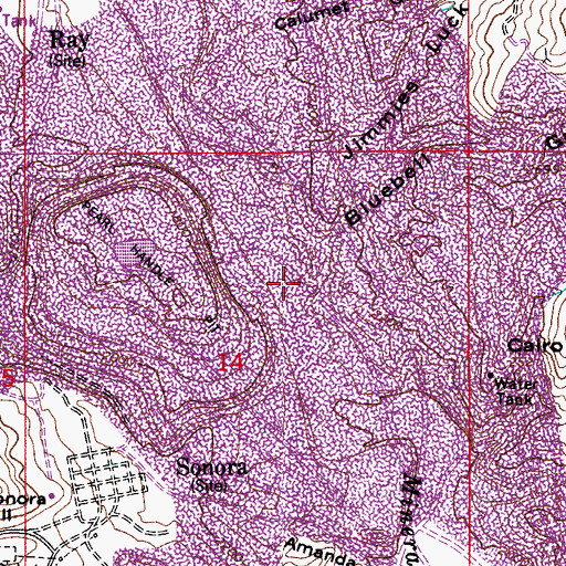 Topographic Map of Bluebell Gulch, AZ