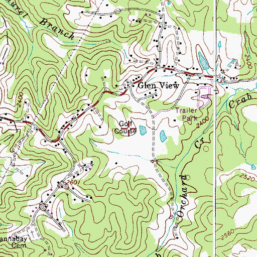 Topographic Map of Twin Oaks Golf Course (historical), WV