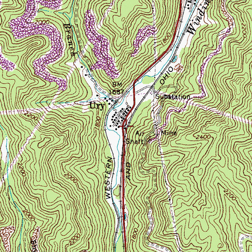 Topographic Map of Vry Freewill Baptist Church, WV