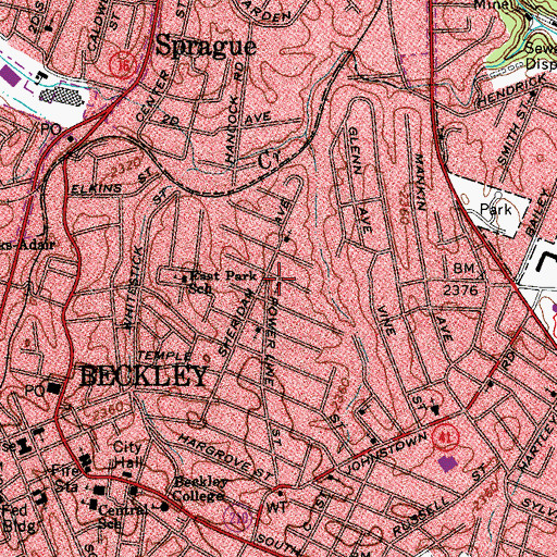 Topographic Map of Welcome Baptist Church, WV