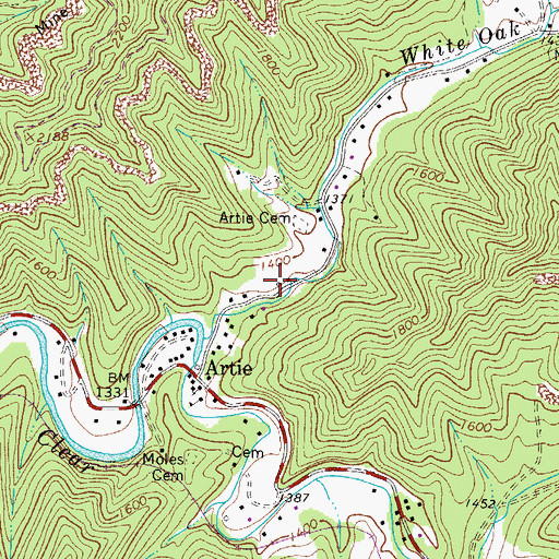 Topographic Map of Whiteoak School (historical), WV