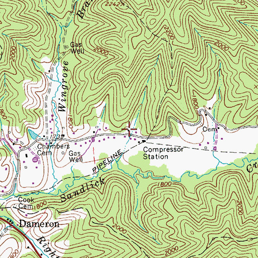 Topographic Map of Wingrove School (historical), WV