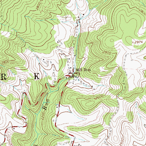 Topographic Map of Mill Run School (historical), WV
