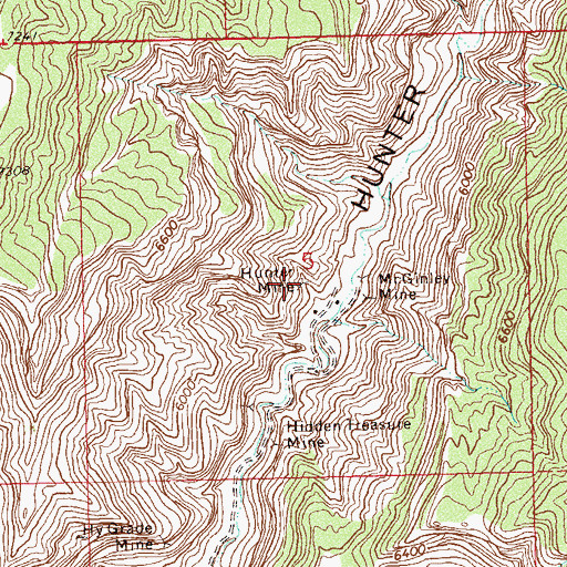 Topographic Map of Hunter Mine, CO