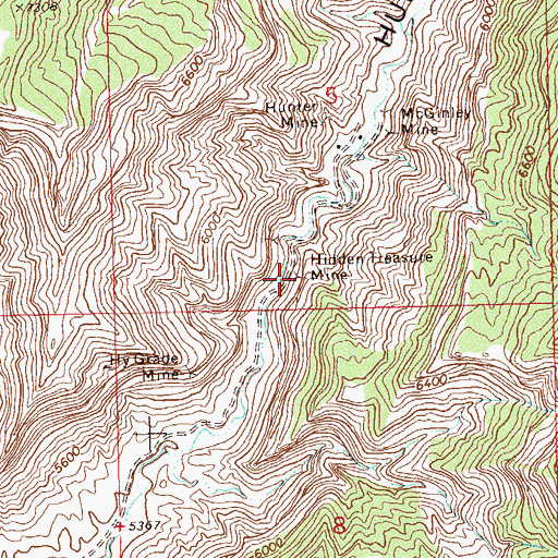 Topographic Map of Hidden Treasure Mine, CO