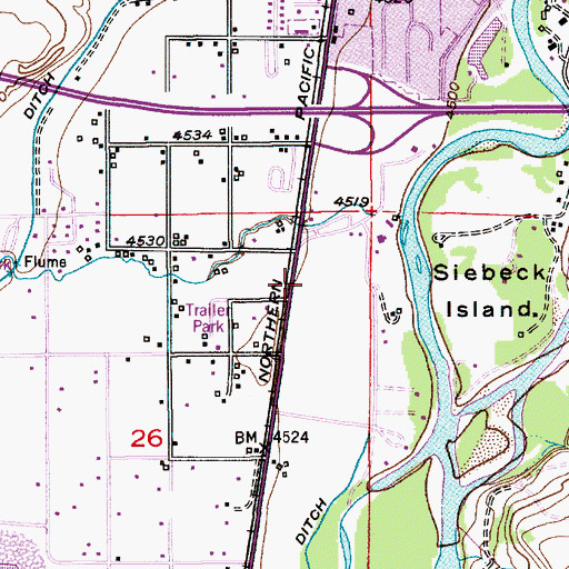 Topographic Map of Osens Campground, MT