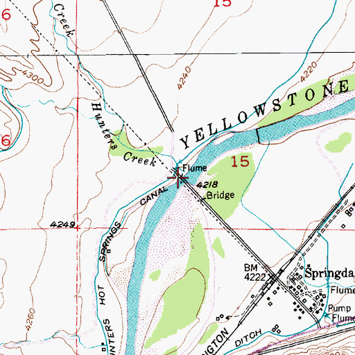 Topographic Map of Springdale Bridge, MT