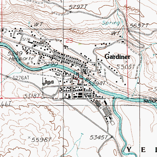 Topographic Map of Yellowstone River Bridge, MT