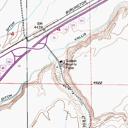 Topographic Map of Poor Farm Cemetery, MT