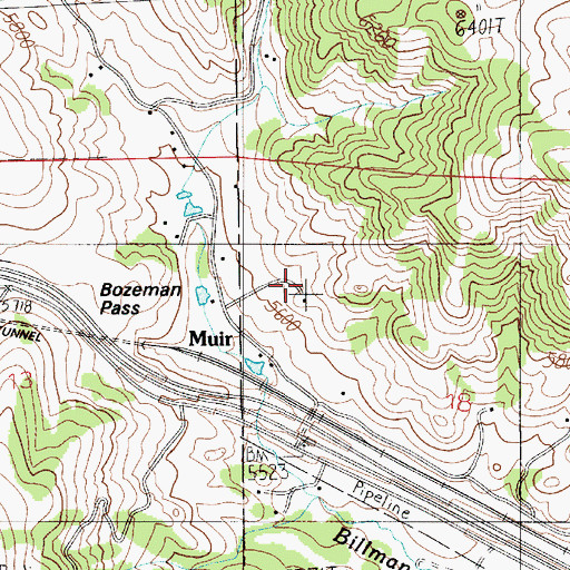 Topographic Map of Muir Cemetery, MT