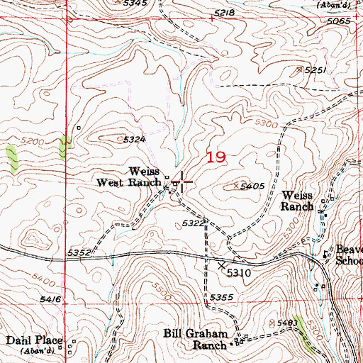 Topographic Map of Bruffey Cemetery, MT