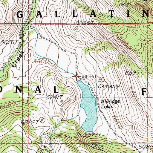 Topographic Map of Aldridge Cemetery, MT