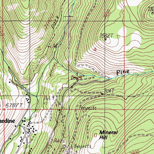 Topographic Map of Jardine Cemetery, MT