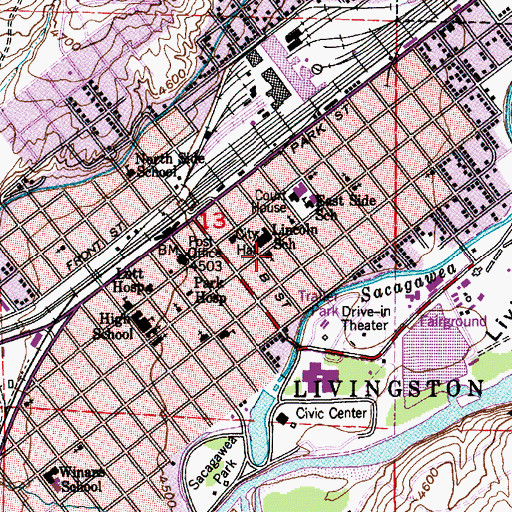 Topographic Map of First Baptist Church, MT
