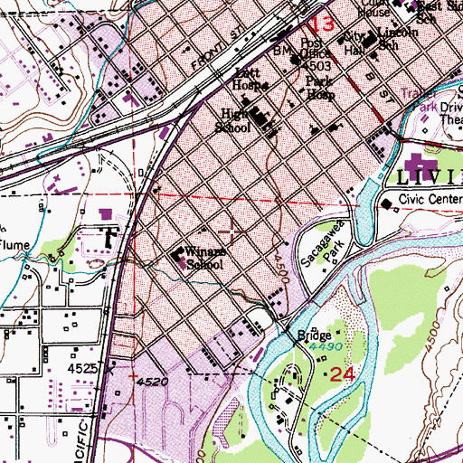 Topographic Map of Livingston Assembly of God Church, MT