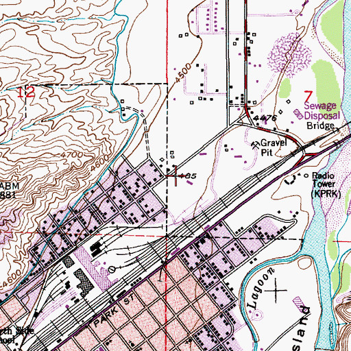 Topographic Map of M Street Park, MT
