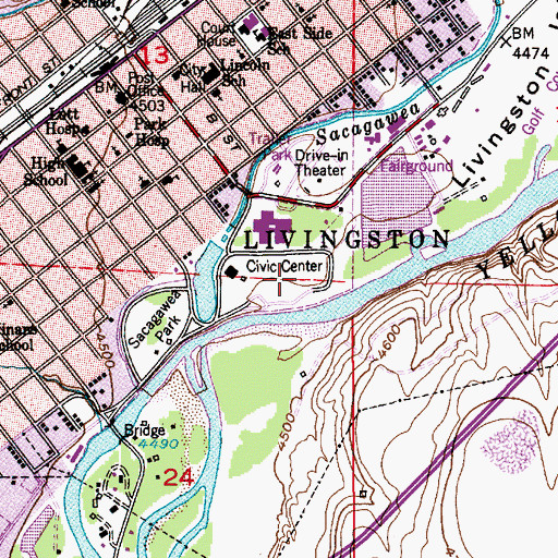 Topographic Map of Miles Park, MT
