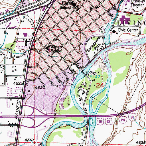 Topographic Map of Ninth Street Park, MT