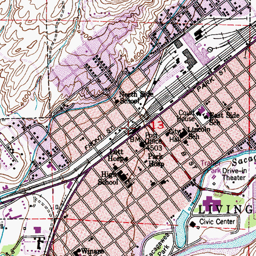 Topographic Map of Livingston Depot Center, MT