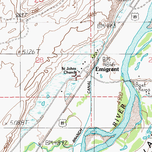 Topographic Map of Emigrant Post Office, MT