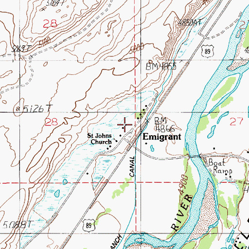 Topographic Map of Emigrant School (historical), MT