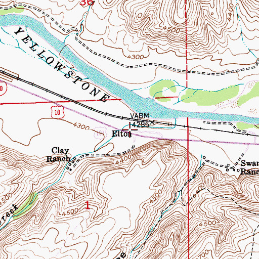 Topographic Map of Elton School (historical), MT