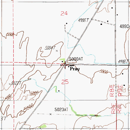 Topographic Map of Pray Post Office, MT