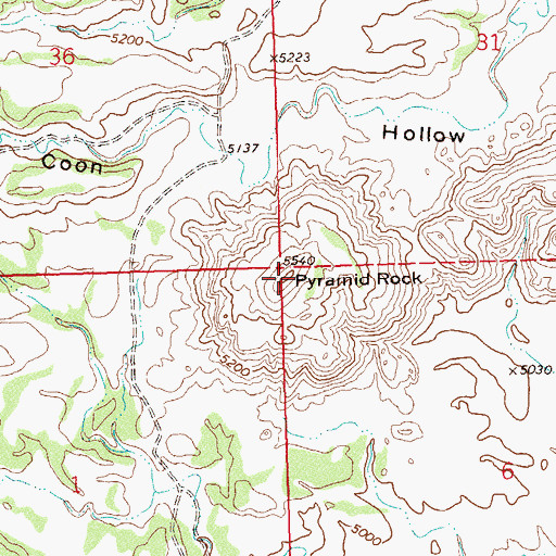Topographic Map of Pyramid Rock, CO