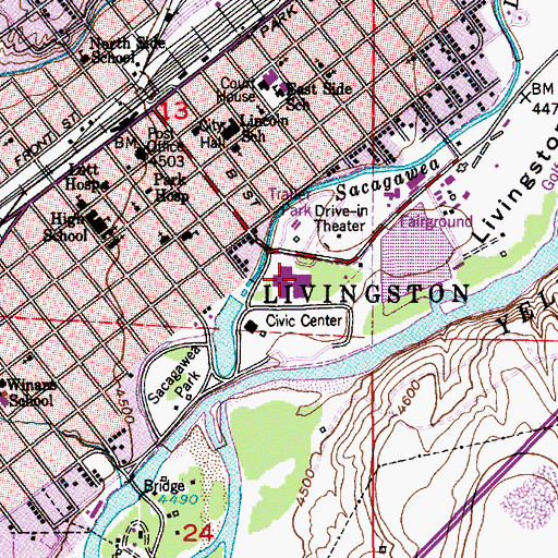Topographic Map of Park High School, MT