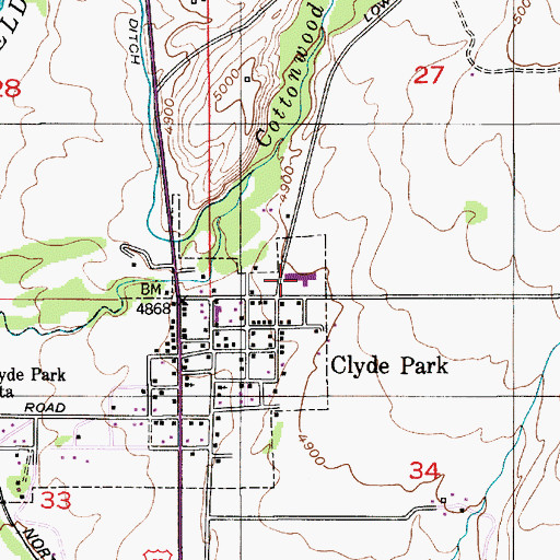 Topographic Map of Shields Valley Junior High School, MT