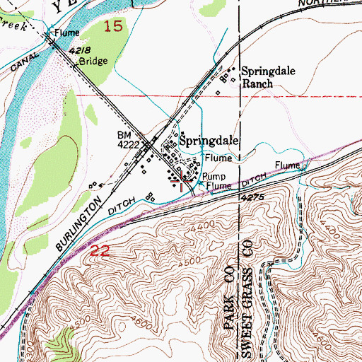 Topographic Map of Springdale School, MT