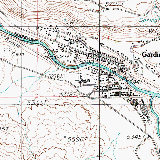 Topographic Map of Gardiner School, MT