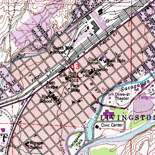 Topographic Map of Park County Chiropractic Center, MT