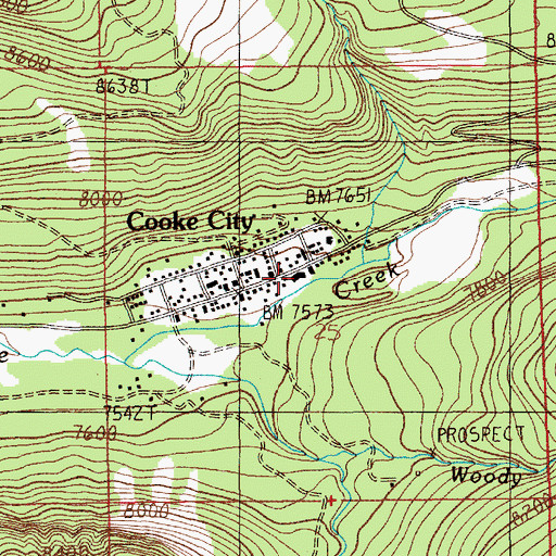 Topographic Map of Cooke City Post Office, MT