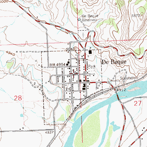 Topographic Map of De Beque, CO