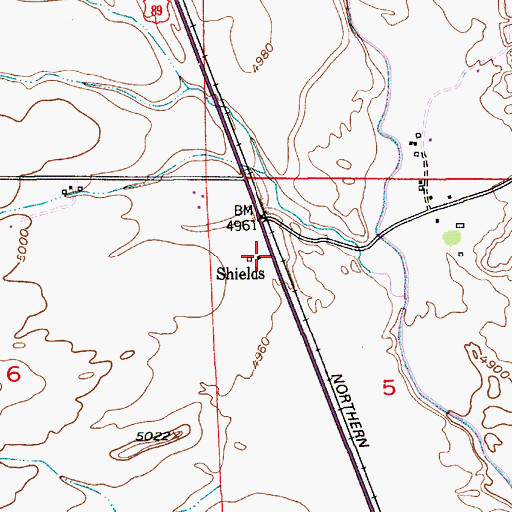 Topographic Map of Shields (historical), MT
