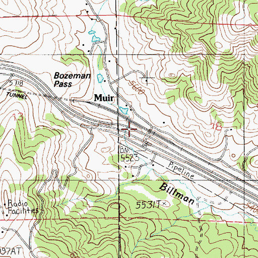 Topographic Map of Muir, MT