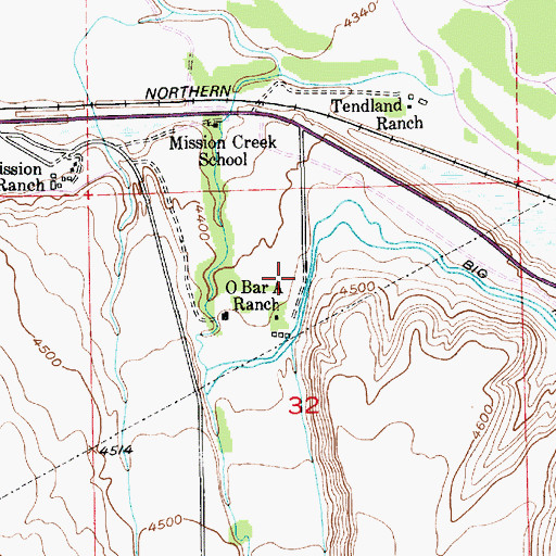 Topographic Map of Mission Post Office (historical), MT