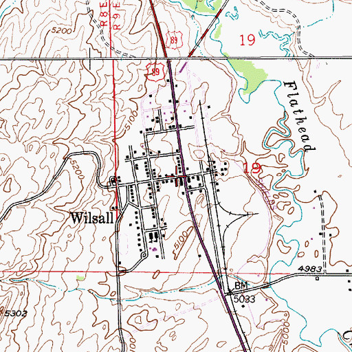 Topographic Map of Wilsall (historical), MT
