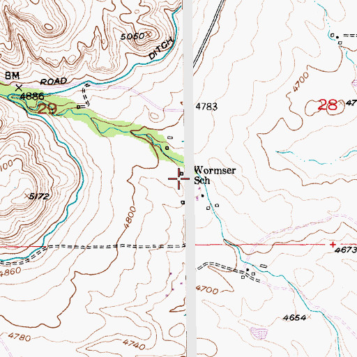 Topographic Map of Wormser (historical), MT