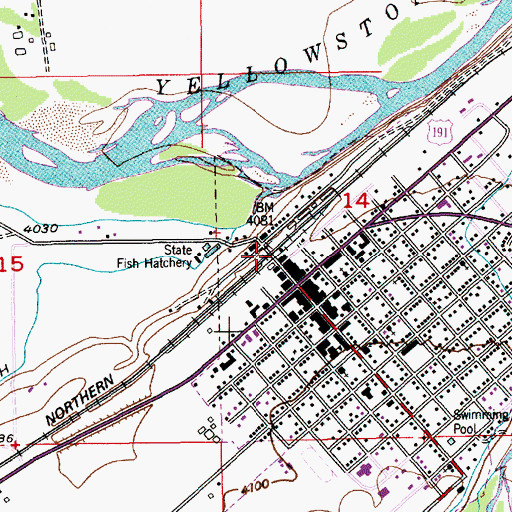 Topographic Map of Big Timber, MT