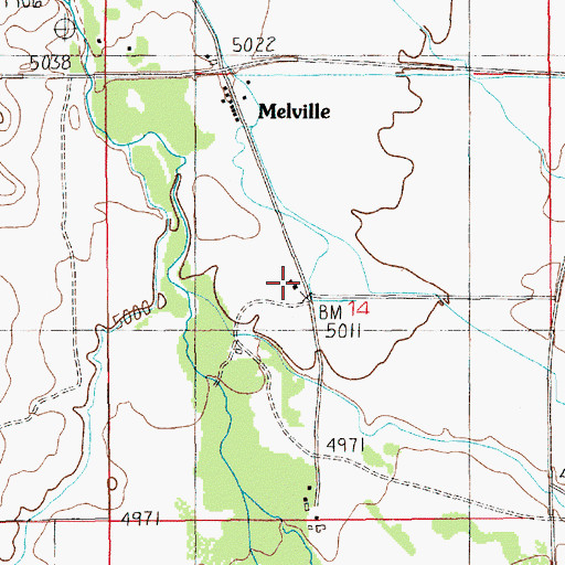 Topographic Map of Melville School, MT