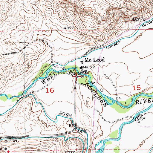 Topographic Map of McLeod School, MT