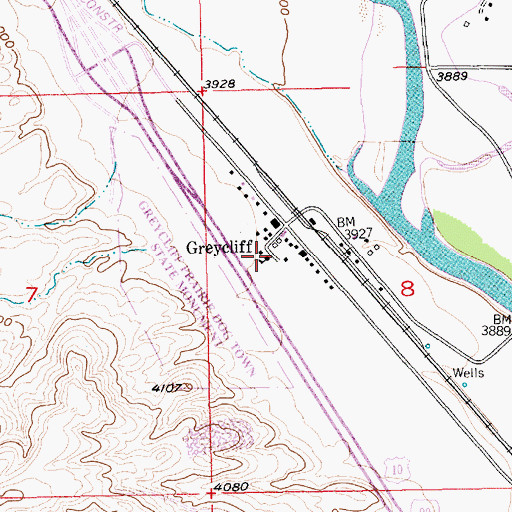 Topographic Map of Greycliff School, MT
