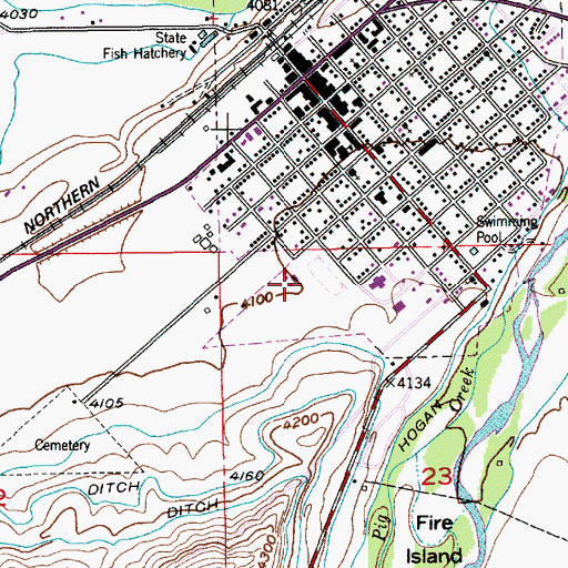 Topographic Map of Sweet Grass County High School, MT